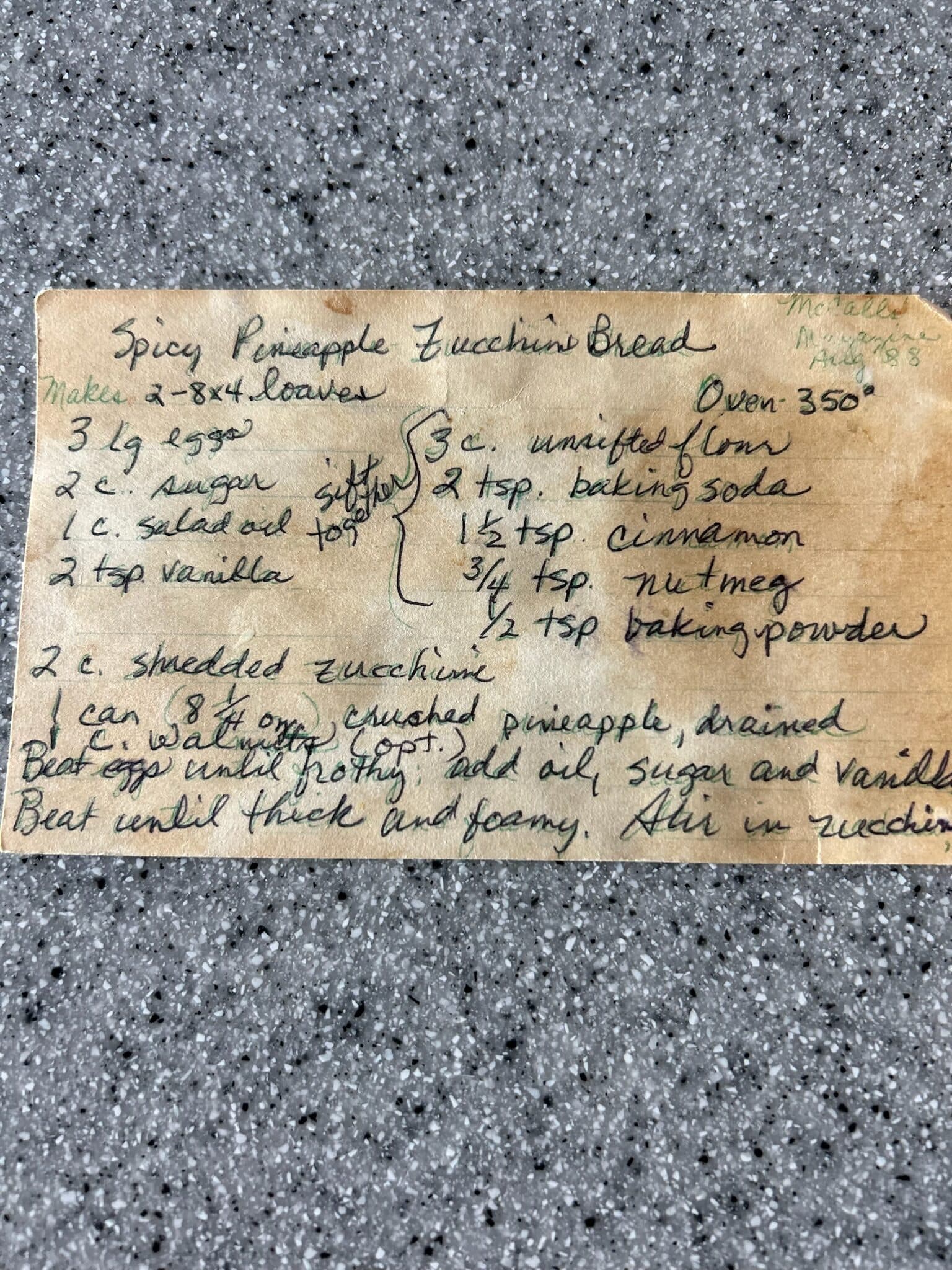 Grandma's Spicy Zucchini Bread — photograph 1